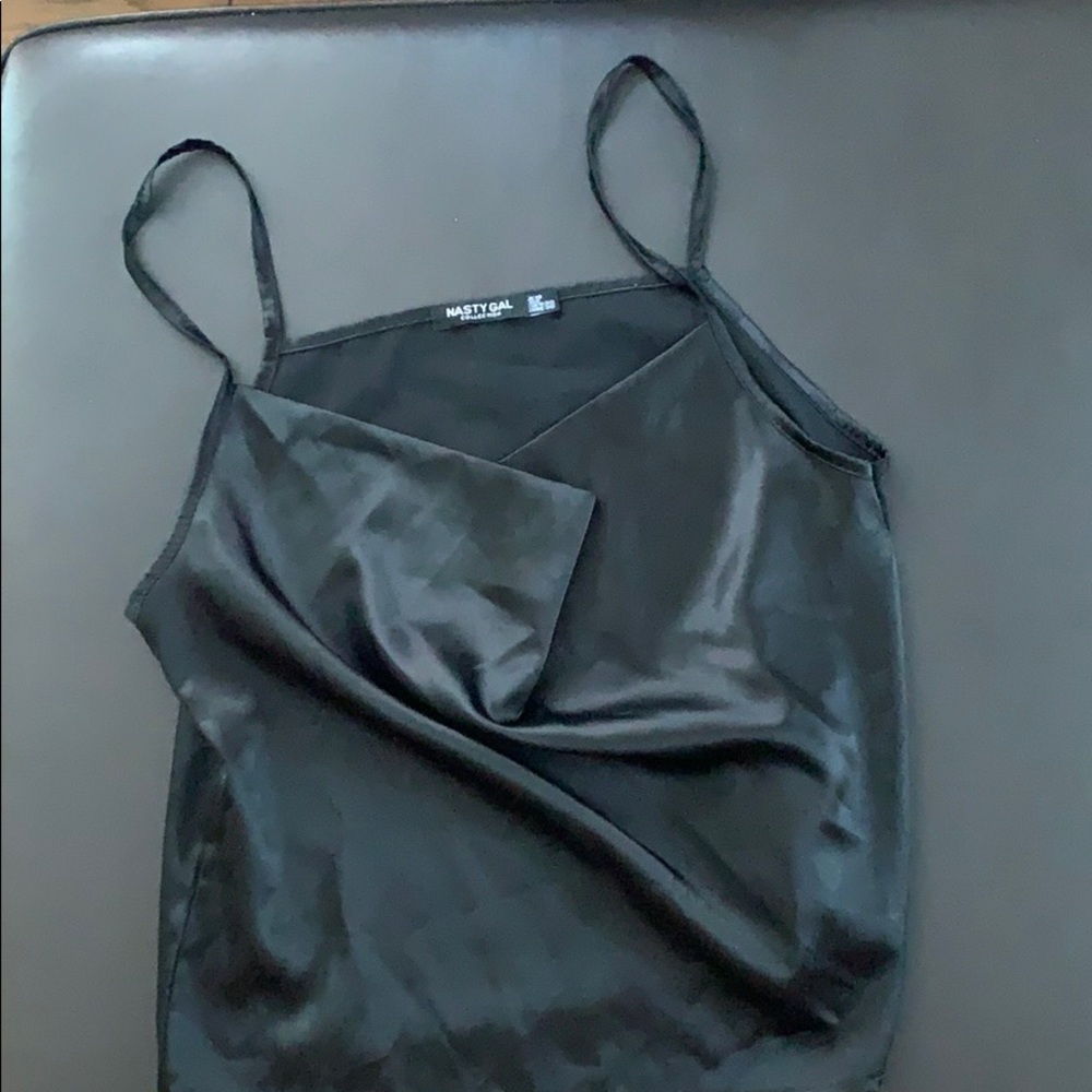 cowel neck black silky blouse